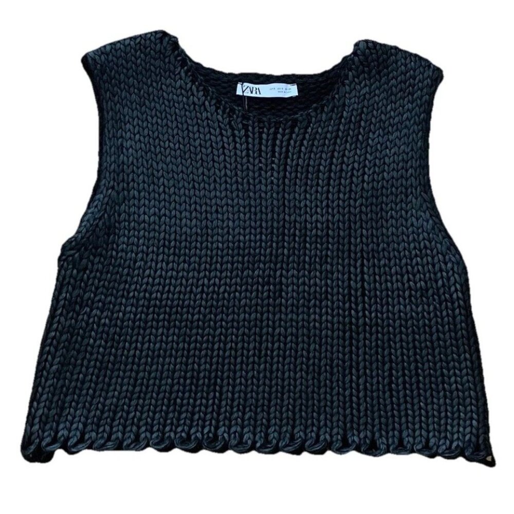 Zara Black Knit Crop Top